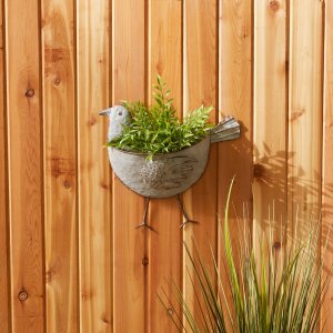 Accent 4506375 Galvanized Metal Wall Planter - Bird