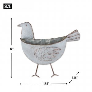 Accent 4506375 Galvanized Metal Wall Planter - Bird