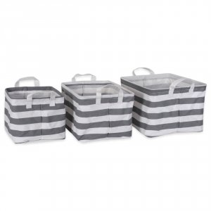 Dii CAMZ38346S Pe-coated Nesting Fabric Bin Set - Gray Stripes