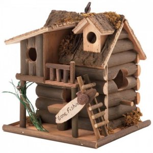 Songbird 29313S Log Cabin Gone Fishin' Birdhouse