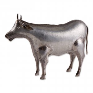 Accent 4506393 Galvanized Metal Cow Garden Figurine