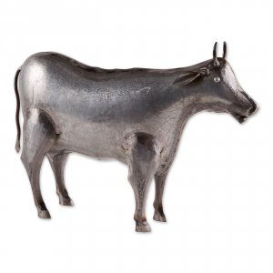 Accent 4506393 Galvanized Metal Cow Garden Figurine