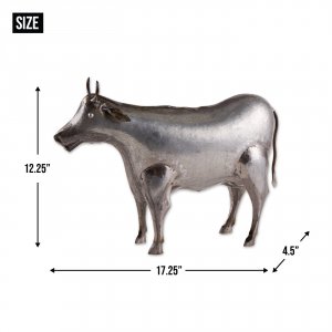 Accent 4506393 Galvanized Metal Cow Garden Figurine