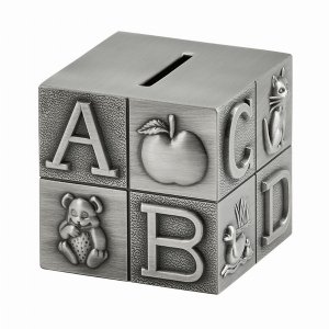 Creative 23176 Block Bank, Large, Pewter Finish 3 Square