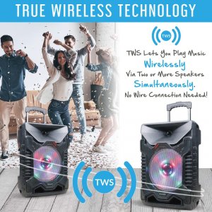 Supersonic IQ-1212DJTWS This Portable True Wireless Speaker System Del