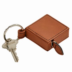 Creative 2336 Leatherette Square Tape Measure Key Chain, Caramel 2