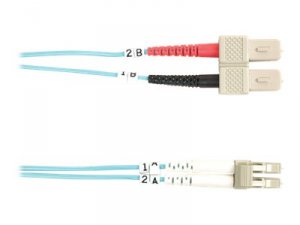 Black FO10G-001M-SCLC Fiber Patch Cable 1m 10 Gig Sc To Lc Aqu