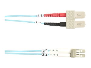 Black FO10G-001M-SCLC Fiber Patch Cable 1m 10 Gig Sc To Lc Aqu