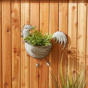 Accent 4506376 Galvanized Metal Wall Planter - Rooster