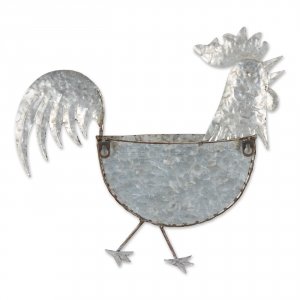 Accent 4506376 Galvanized Metal Wall Planter - Rooster