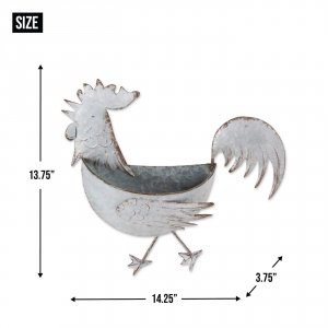 Accent 4506376 Galvanized Metal Wall Planter - Rooster