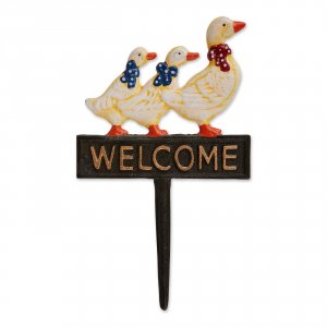 Accent 4506281 Cast Iron Welcome Garden Stake With Ducks