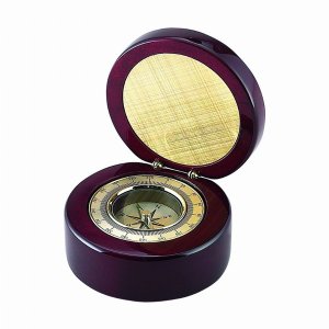 Creative 69955 Round Wood Box With Compass  Engraving Plate