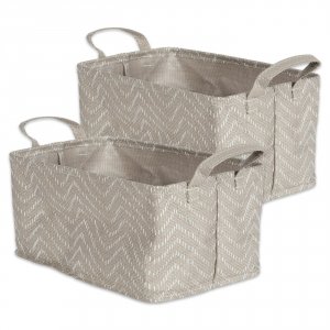 Dii CAMZ38375S Pe-coated Woven Paper Bin Set - Gray Chevrons