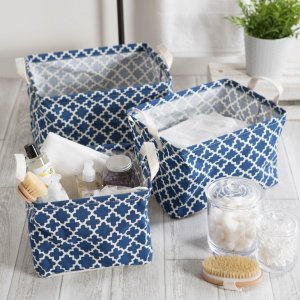 Dii CAMZ38330S Pe-coated Nesting Fabric Bin Set - Nautical Blue