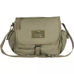 Fox 43-073 Retro Messenger Bag With Skull Emblem - Olive Drab