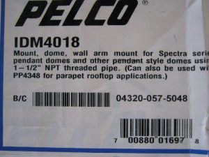 Pelco IDM4018 Mount Armfeed-thruintercept