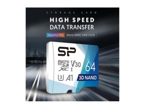 Silicon SP064GBSTXDU3V20AB Superior Pro 3d Nand Uhs-i U3 V30 A1 4k