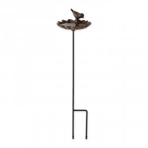 Songbird 10016214 Cast Iron Leaf Round Bird Bath On Stake