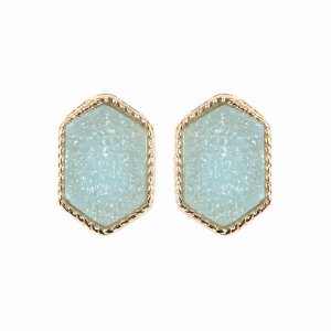 Dobbi VE2334GDTQ Druzy Hexagon Post Stud Earrings ( Variety Of Colors 