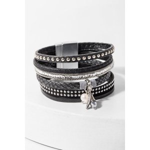 Saachiwholesale 614359 Nightshade Leather Studded Bracelet (pack Of 1)