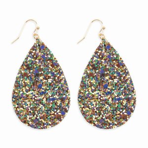 Dobbi HDE2560GR Sequin Teardrop Metal Drop Dangling Earrings ( Variety