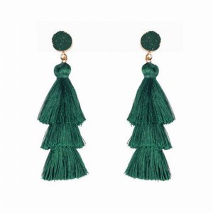 Dobbi HDE-2484GR Acrylic Druzy Post Tassel Drop Dangling Earrings ( Va