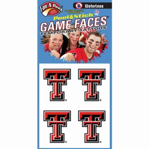 Innovative WCB71R TEXAS TECH Waterless Peel  Stick Temporary Tattoos F