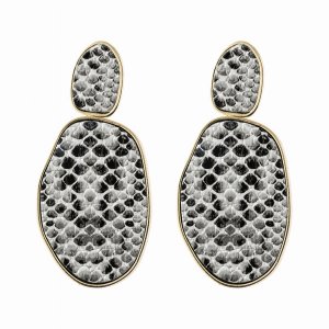 Dobbi HDE2589WT Snake Skin Printed Faceted Post Earrings ( Variety Of 