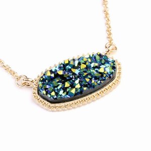 Dobbi VNE0531GDMB Resin Druzy Stone Pendant Necklaces ( Variety Colors