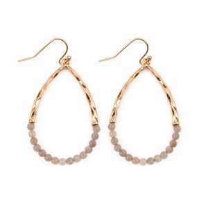 Dobbi ME3037GRY Semi Precious Pearshape Earrings ( Variety Colors Avai