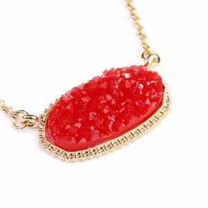 Dobbi VNE0531GDRD Resin Druzy Stone Pendant Necklaces ( Variety Colors