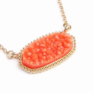 Dobbi VNE0531GDCO Resin Druzy Stone Pendant Necklaces ( Variety Colors