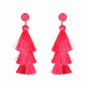 Dobbi HDE-2484HK Acrylic Druzy Post Tassel Drop Dangling Earrings ( Va