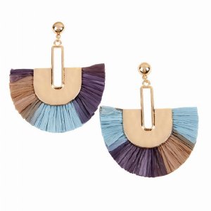 Dobbi SE6381BL Multi Tone Dangling Fan Shape Drop Dangle Earrings ( Va