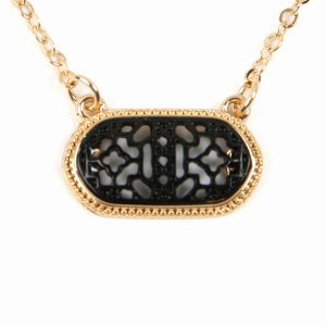 Dobbi N-0903GDBK Oval Shape Filigree Necklaces ( Variety Of Colors Ava