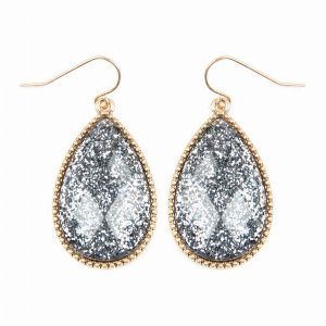 Dobbi VE2397WGGY Faceted Teardrop Glitters Drop Dangle Earrings ( Vari