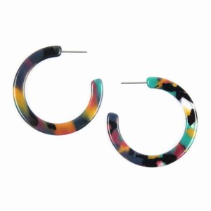 Dobbi VE2292MT Colorful Post Hoop Resin Earrings ( Variety Colors Avai