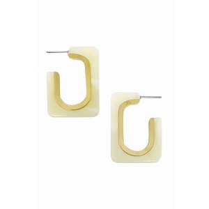 Dobbi KE-008IV Ribbon Gold Line Hoop Earrings ( Variety Of Colors Avai