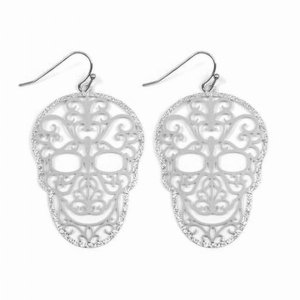 Dobbi E7967SV Filigree Skull Drop Dangling Earrings ( Variety Colors A