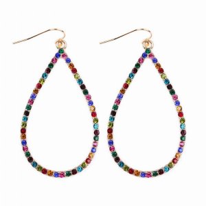 Dobbi VE2578DML Multi-color Rhinestone Teardrop Drop Dangling Earrings