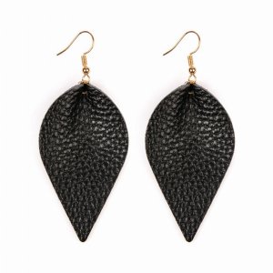 Dobbi HDE2205BK Teardrop Shape Pinched Leather Earrings ( Variety Of C