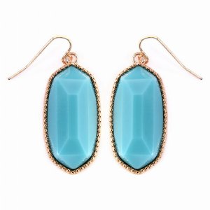 Dobbi VE-1117GDAQ Gem Cut Small Drop Earrings ( Variety Of Colors Avai