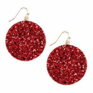 Dobbi HDE2562RD Sequin Circle Metal Drop Dangling Earrings ( Variety O