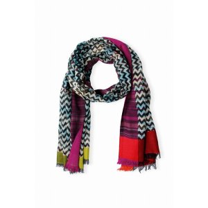 Saachiwholesale 119113 Multicolor Chevron Bordered Wool Scarf (pack Of