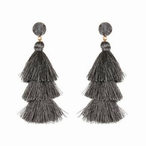 Dobbi HDE-2484GY Acrylic Druzy Post Tassel Drop Dangling Earrings ( Va