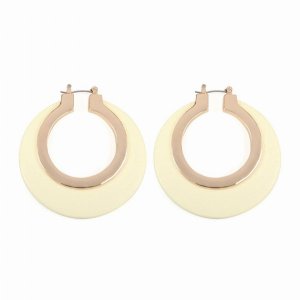 Dobbi MYE1028IV Wood In Metal Hinge Hoop Earrings ( Variety Colors Ava