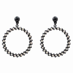 Dobbi AER4164BKCRY Round Crystal Stone Drop Dangle Earrings ( Variety 