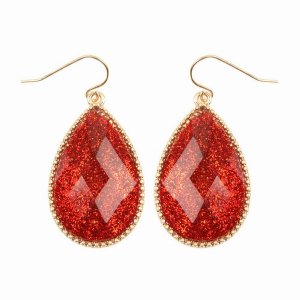 Dobbi VE2397WGRD Faceted Teardrop Glitters Drop Dangle Earrings ( Vari