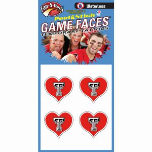 Innovative WCHRT71R TEXAS TECH Waterless Peel  Stick Temporary Tattoos